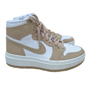 Nike Women Sz 12  Air Jordan 1 Elevate High Desert‎ White Sneaker Platform Shoes